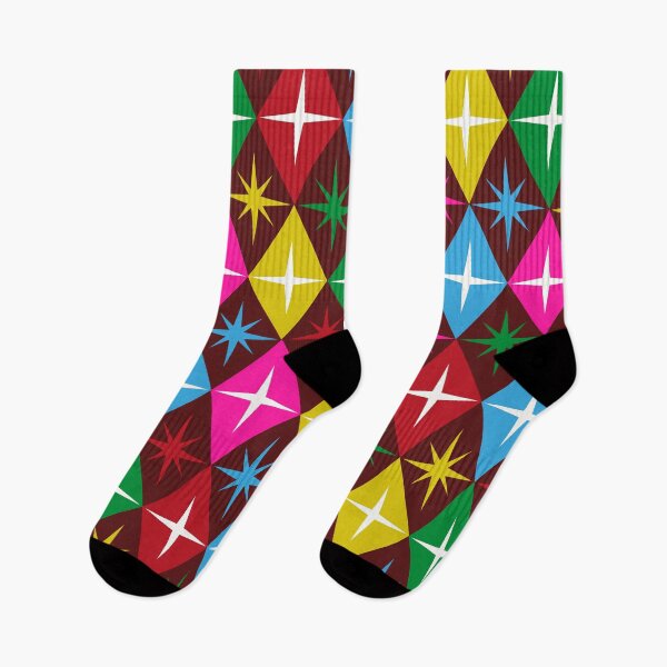 Item preview, Colorful Retro Starbursts on Harlequin Diamonds Pattern in Red, Yellow, Green and blue  designed and sold by Yasminepatterns .