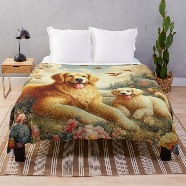 Artikelvorschau, Golden Retriver und Welpe Goldie entworfen und verkauft von Illuministique.