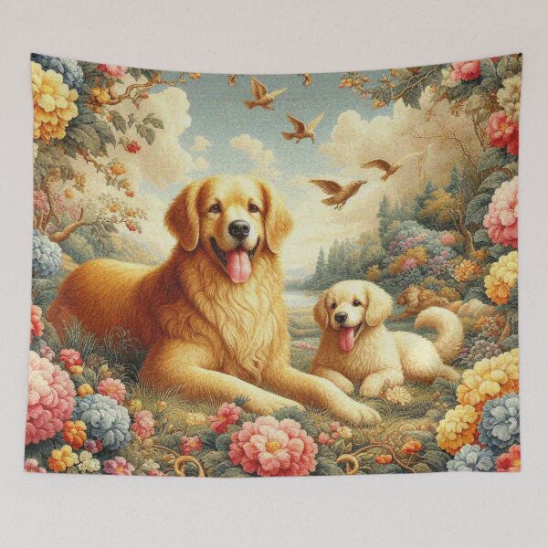 Artikelvorschau, Golden Retriver und Welpe Goldie entworfen und verkauft von Illuministique.