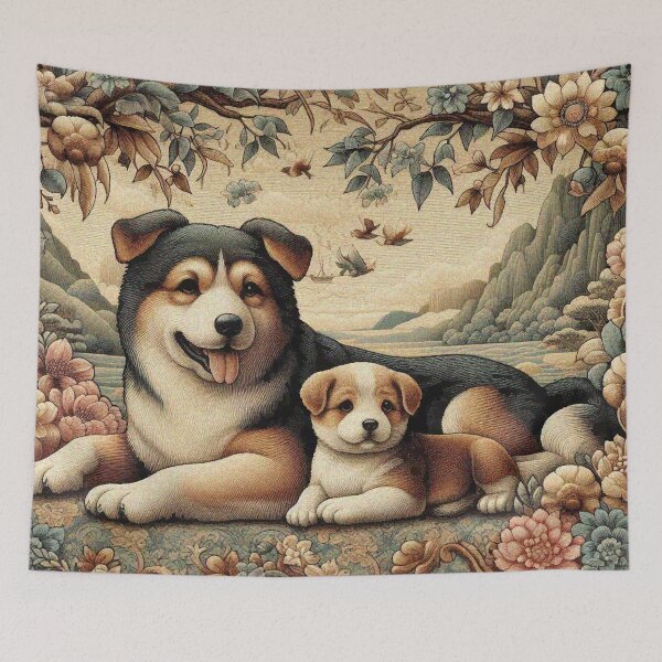 Artikelvorschau, Mama Hund und süßer Welpe Freizeit im Freien entworfen und verkauft von Illuministique.