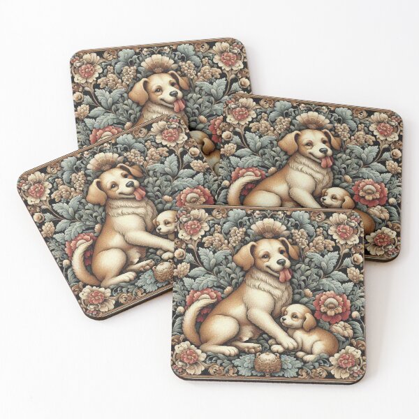 Item preview, Madre Perro y Cachorro en Jardín de Flores designed and sold by Illuministique.