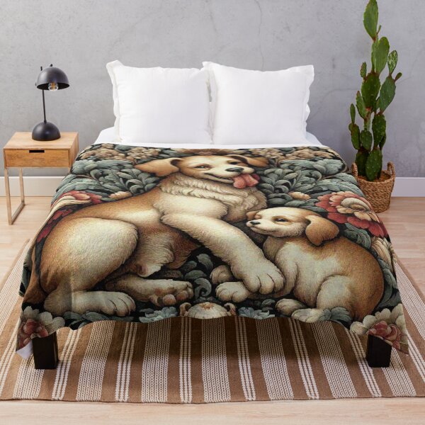 Item preview, Madre Perro y Cachorro en Jardín de Flores designed and sold by Illuministique.