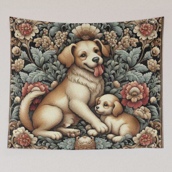 Item preview, Madre Perro y Cachorro en Jardín de Flores designed and sold by Illuministique.