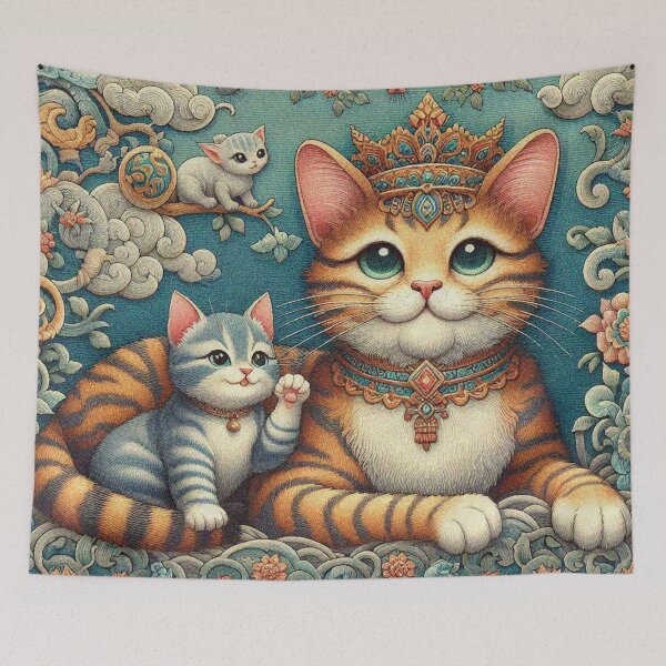 Artikelvorschau, Kaiserin-Mutterkatze und Prinz- und Prinzessin-Kätzchen entworfen und verkauft von Illuministique.