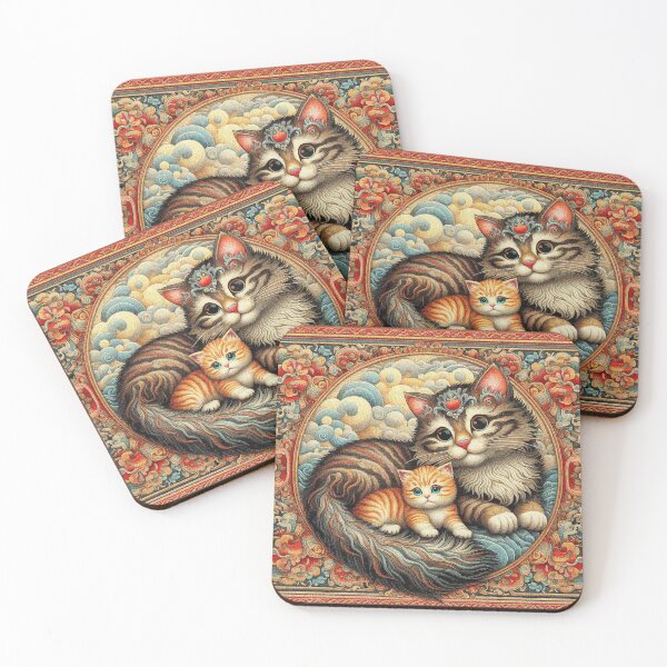 Item preview, Hermosa mamá gata y bebé Ginger Kitty designed and sold by Illuministique.