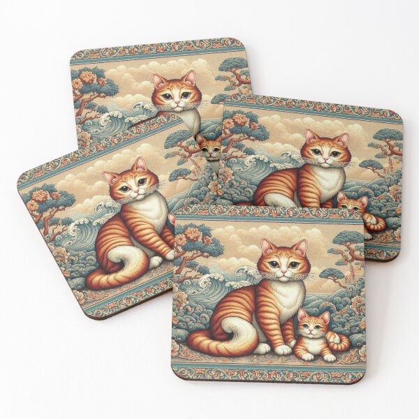 Item preview, Madre gata pelirroja y gatito designed and sold by Illuministique.
