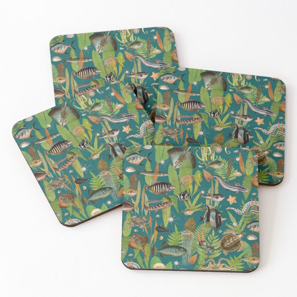 Item preview, Aqua Eden on teal blue faux linen texture designed and sold by Delinda Graphic Studio.