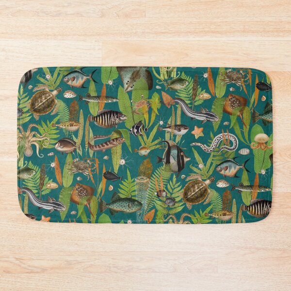 Item preview, Aqua Eden on teal blue faux linen texture designed and sold by Delinda Graphic Studio.