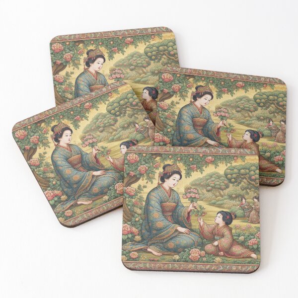 Item preview, Madre e hijas recogiendo flores y frutas designed and sold by Illuministique.