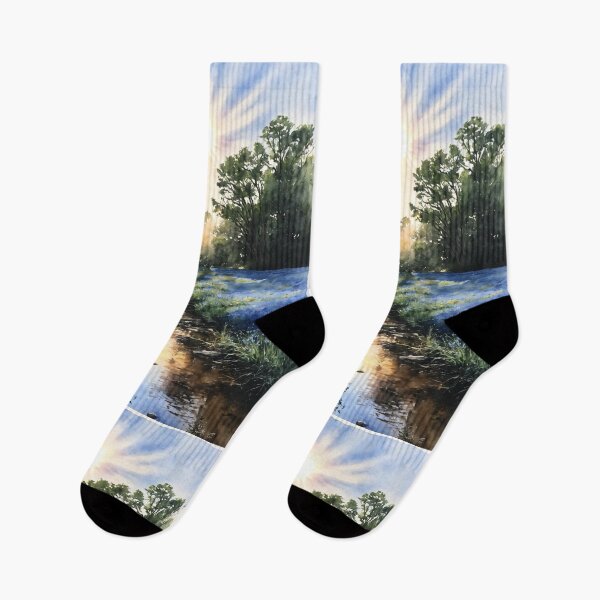 Item preview, Fishing Creek Watercolor  - Trees and a Stream designed and sold by AmberRoseWrites.