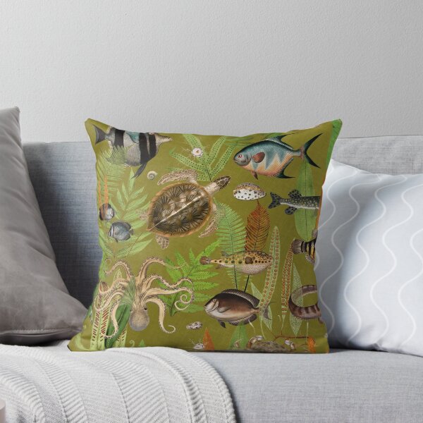 Item preview, Aqua Eden on mustard green faux linen texture designed and sold by Delinda Graphic Studio.