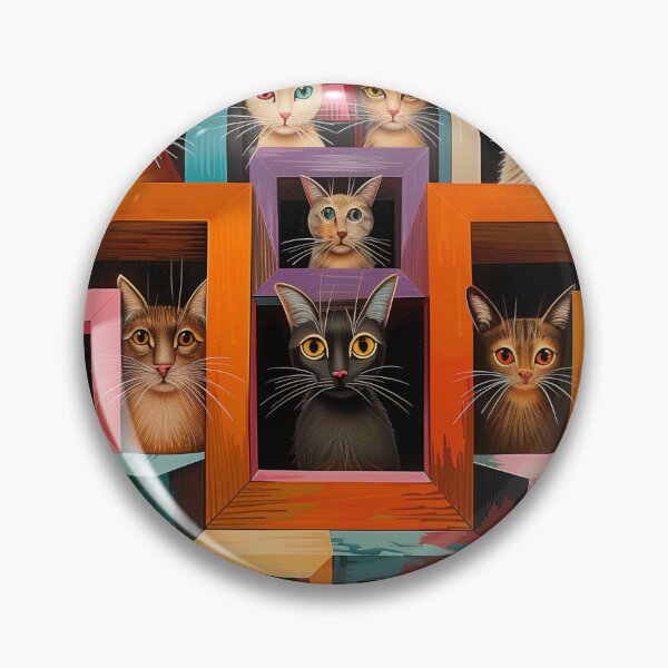 Item preview, Fantasy pattern geometric cats house boxes many cats colorful designed and sold by G-M-Designs.