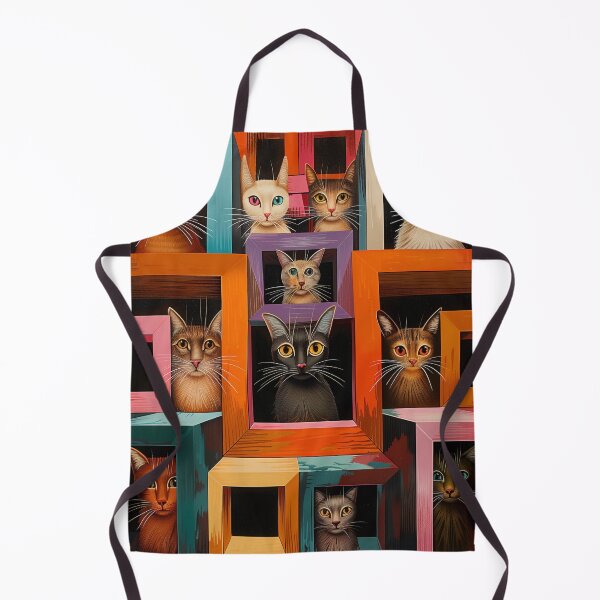 Item preview, Fantasy pattern geometric cats house boxes many cats colorful designed and sold by G-M-Designs.