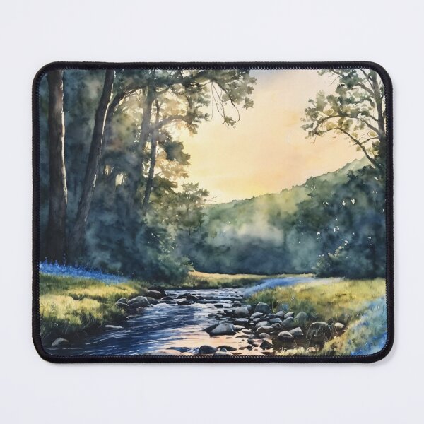 Item preview, Fishing Creek Watercolor  - Trees and a Stream designed and sold by AmberRoseWrites.