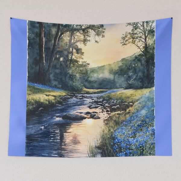 Item preview, Fishing Creek Watercolor  - Trees and a Stream designed and sold by AmberRoseWrites.