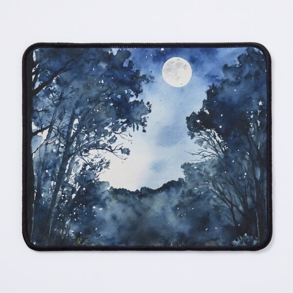 Item preview, Fishing Creek Watercolor at Night - Trees and a Stream designed and sold by AmberRoseWrites.