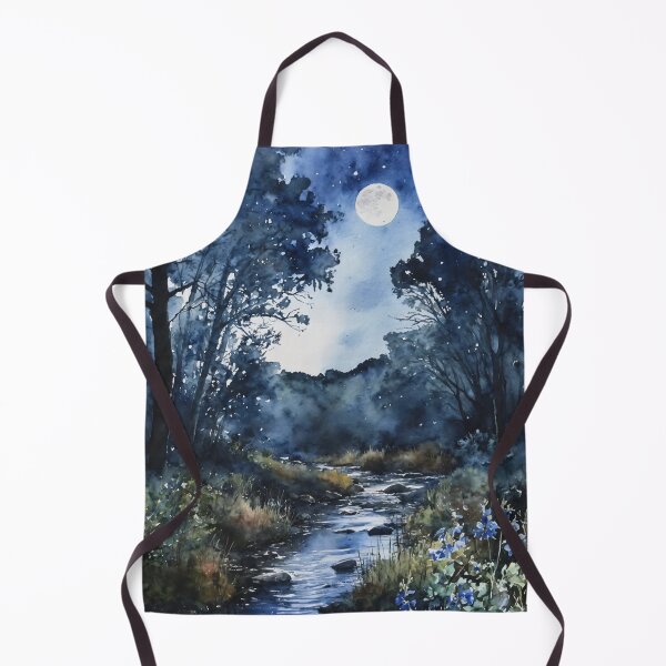 Item preview, Fishing Creek Watercolor at Night - Trees and a Stream designed and sold by AmberRoseWrites.
