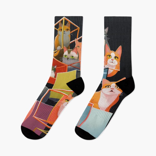 Item preview, Patrón de fantasía geometría gatos lindos casa muchos gatos ojos coloridos designed and sold by G-M-Designs.