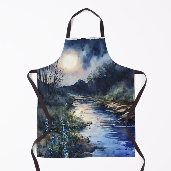 Item preview, Fishing Creek Watercolor at Night - Trees and a Stream designed and sold by AmberRoseWrites.