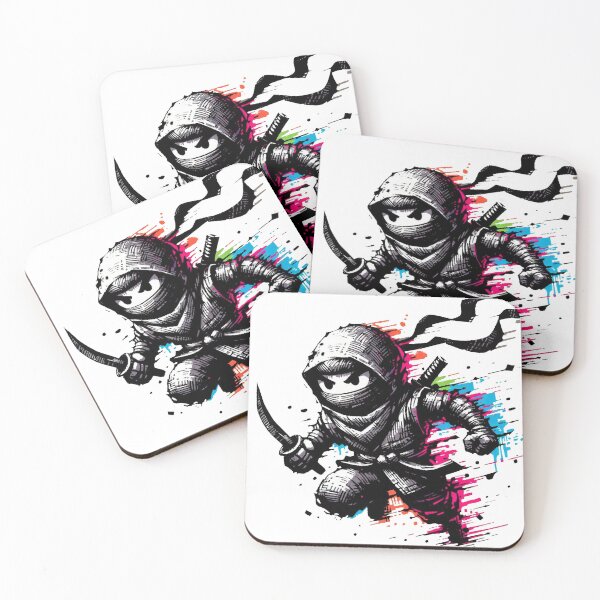 Item preview, Cartoon Ninja Running - Ink Splatter Drawing designed and sold by AD-Digital-Art.