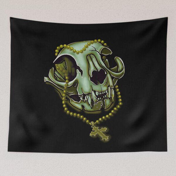 Item preview, Yellow  Cat skull and crucifix designed and sold by Dugleidy  Santos.