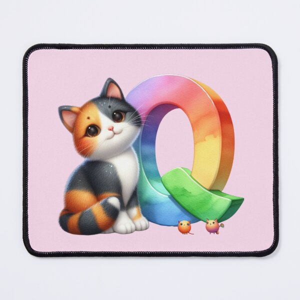 Item preview, Cute Cat Rainbow Letter Q designed and sold by NettiesWallArt.