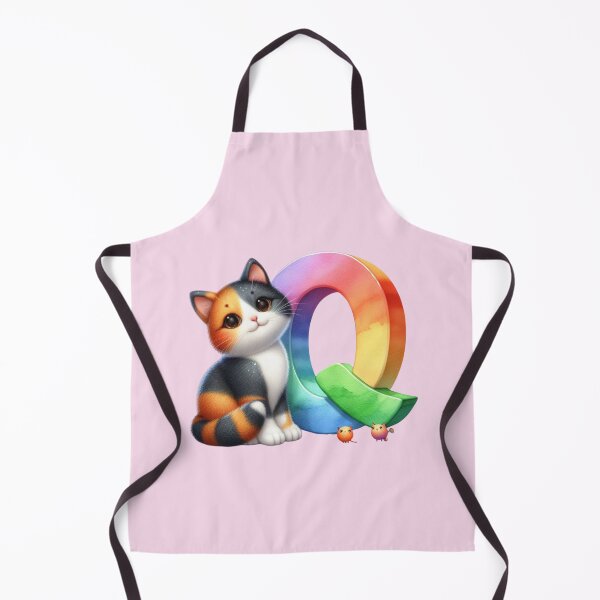 Item preview, Cute Cat Rainbow Letter Q designed and sold by NettiesWallArt.