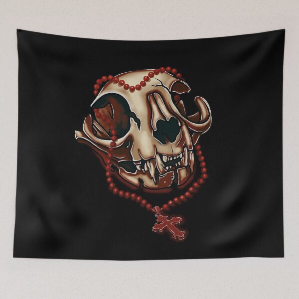 Item preview, Cat skull and red crucifix designed and sold by Dugleidy  Santos.