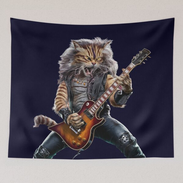 Item preview, CAT PLAYING GUITAR, ELECTRIC ROCK GUITAR, FUNNY designed and sold by Danicus666.