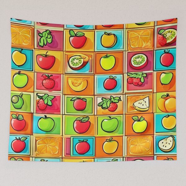 Item preview, Colorful Comic Patterns: Fruit-Filled Squares designed and sold by Health And Fitness Posts e-Store.