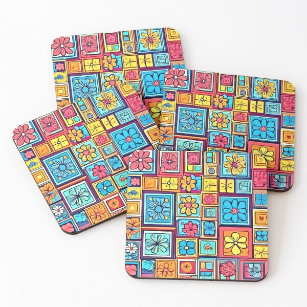 Item preview, Flower Square Patterns: Colorful Comics designed and sold by Health And Fitness Posts e-Store.