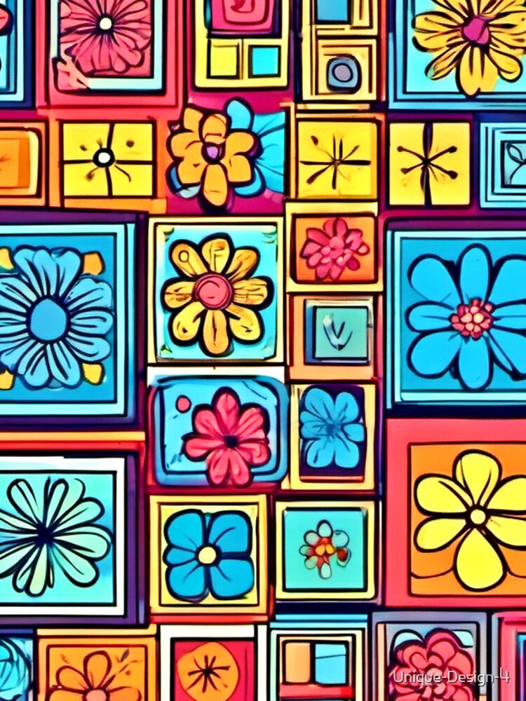 Thumbnail 4 of 4, iPhone Case, Flower Square Patterns: Colorful Comics designed and sold by Unique-Design-4.
