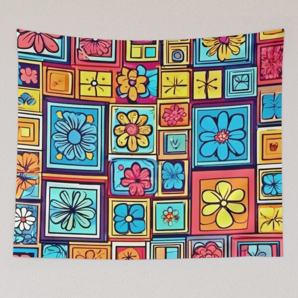 Item preview, Flower Square Patterns: Colorful Comics designed and sold by Health And Fitness Posts e-Store.