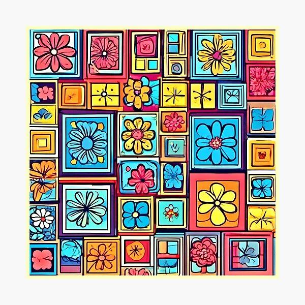 Item preview, Flower Square Patterns: Colorful Comics designed and sold by Health And Fitness Posts e-Store.