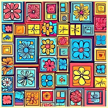 Artwork thumbnail, Flower Square Patterns: Colorful Comics by Health And Fitness Posts e-Store