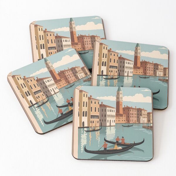Item preview, Retro Venice, Italy illustration designed and sold by VintageFlow.