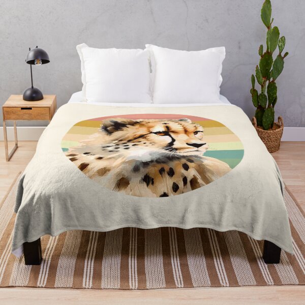 Item preview, Cheetah Portrait Watercolor on Retro Sunset for Cheetah Fans designed and sold by Scotch Macaskill.