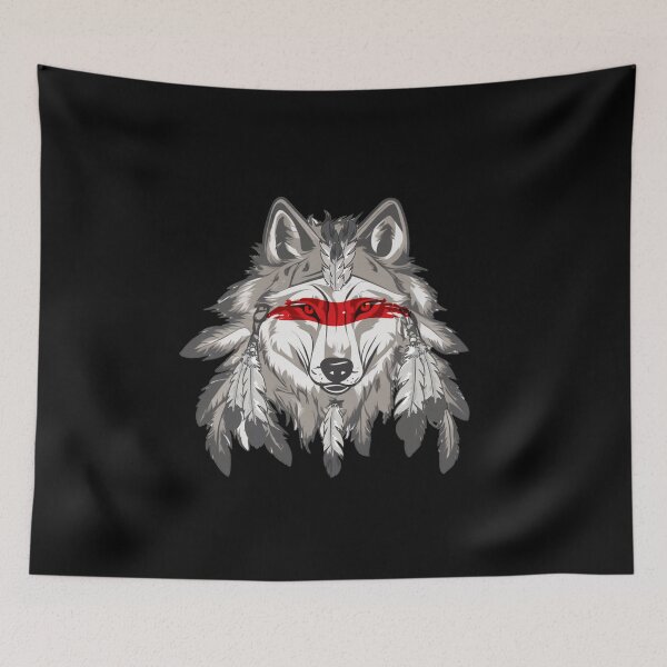 Item preview, Ethnic Tribal Wolf Boho Feather Head Native American Hippie designed and sold by alenaz.