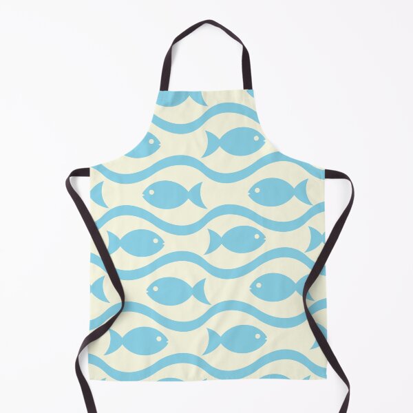 Item preview, Simple Blue Fish Pattern with Sea Waves designed and sold by Yasminepatterns .