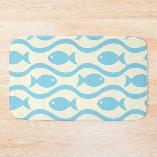 Item preview, Simple Blue Fish Pattern with Sea Waves  designed and sold by Yasminepatterns .