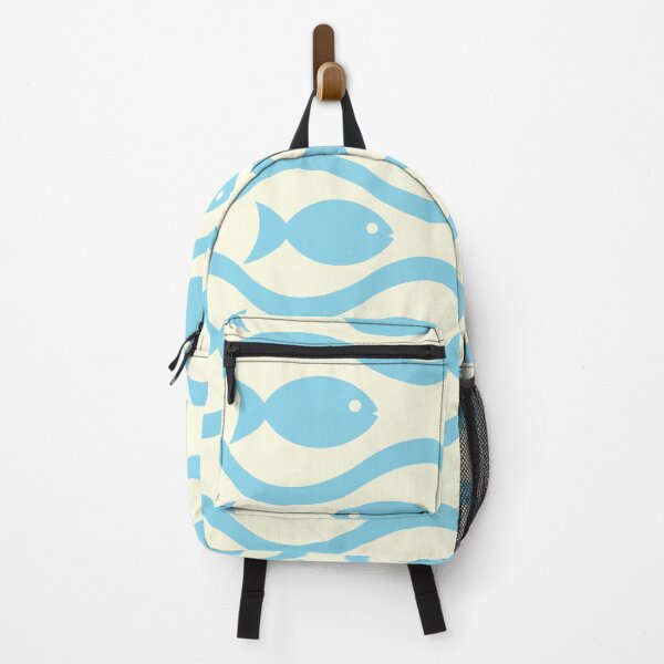 Item preview, Simple Blue Fish Pattern with Sea Waves designed and sold by Yasminepatterns .