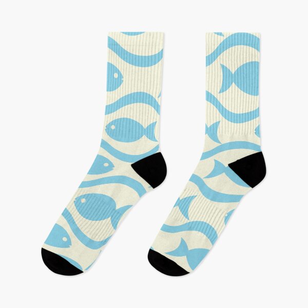 Item preview, Simple Blue Fish Pattern with Sea Waves  designed and sold by Yasminepatterns .