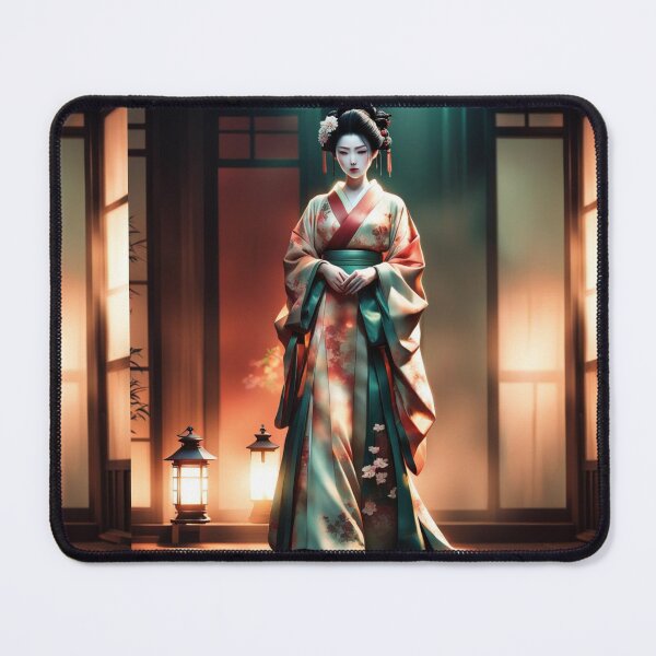 Item preview, Beautiful geisha full body picture, in beautiful kimono in the okiya, lantern as light designed and sold by Coolparrotgirl.