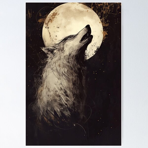 Item preview, Howling Wolf Sketch designed and sold by OccultDreams.