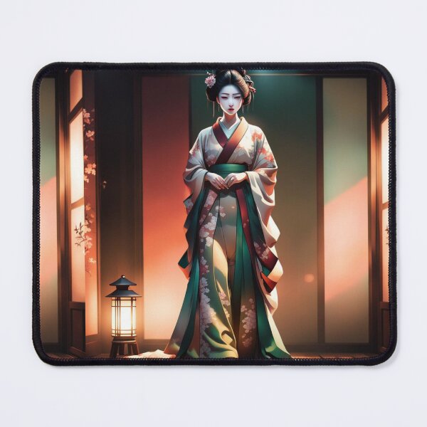 Item preview, Beautiful geisha full body picture, in beautiful kimono in the okiya, lantern as light designed and sold by Coolparrotgirl.