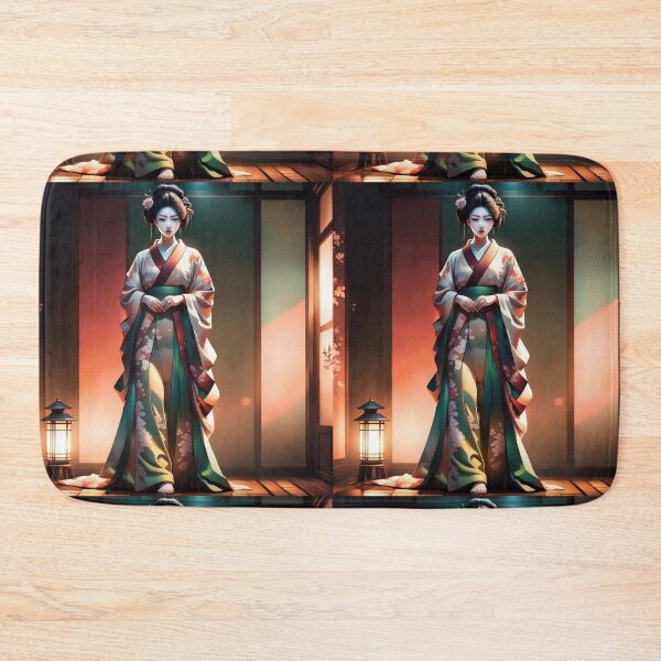 Item preview, Beautiful geisha full body picture, in beautiful kimono in the okiya, lantern as light designed and sold by Coolparrotgirl.