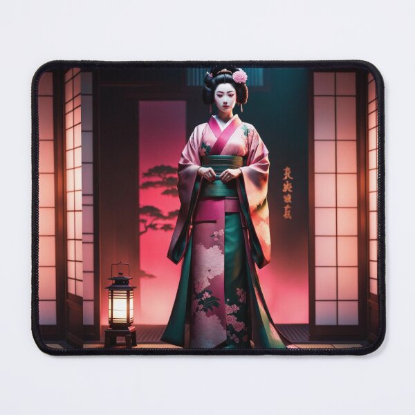 Item preview, Beautiful geisha full body picture, in beautiful kimono in the okiya lantern as light designed and sold by Coolparrotgirl.