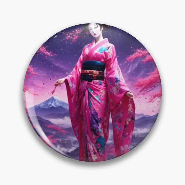 Item preview, Beautiful geisha full body picture, kimono, on the hill, sunrise, sunset, Fuji mountain designed and sold by Coolparrotgirl.