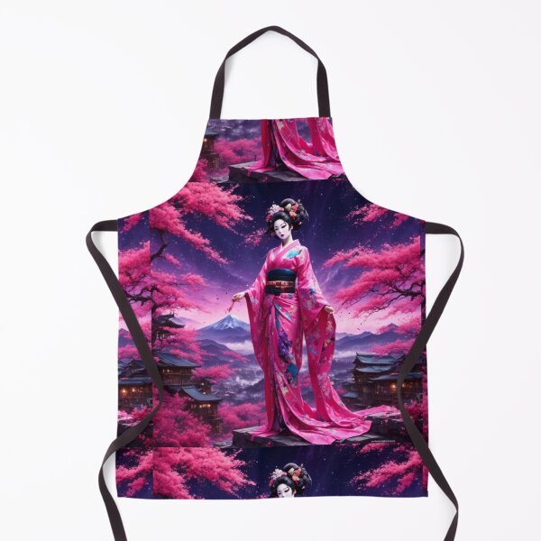 Item preview, Beautiful geisha full body picture, kimono, on the hill, sunrise, sunset, Fuji mountain designed and sold by Coolparrotgirl.