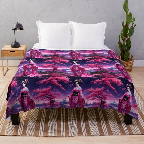 Item preview, Beautiful geisha full body picture, kimono, on the hill, sunrise, sunset, Fuji mountain designed and sold by Coolparrotgirl.
